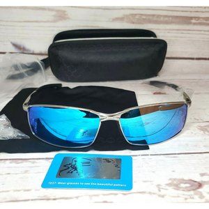 Booroot Alloy Frame Polarized Fashion Classic Design Blue Tint UV400 Sunglasses